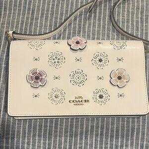 Coach White Crossbody Bag with Floral Accents